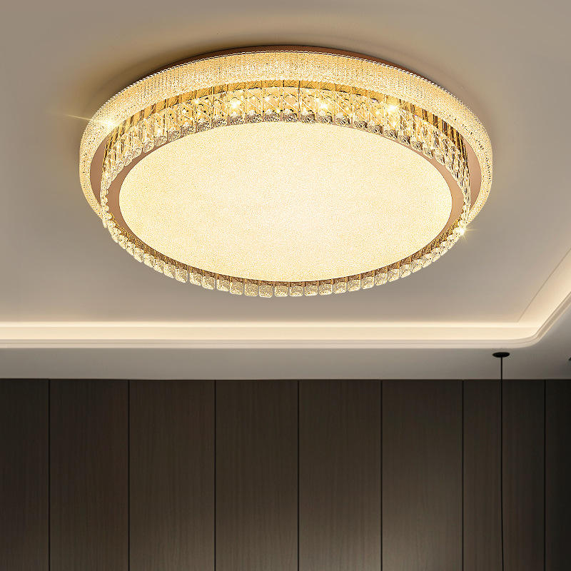 Crystal Ceiling Light - Round Gold Fringe